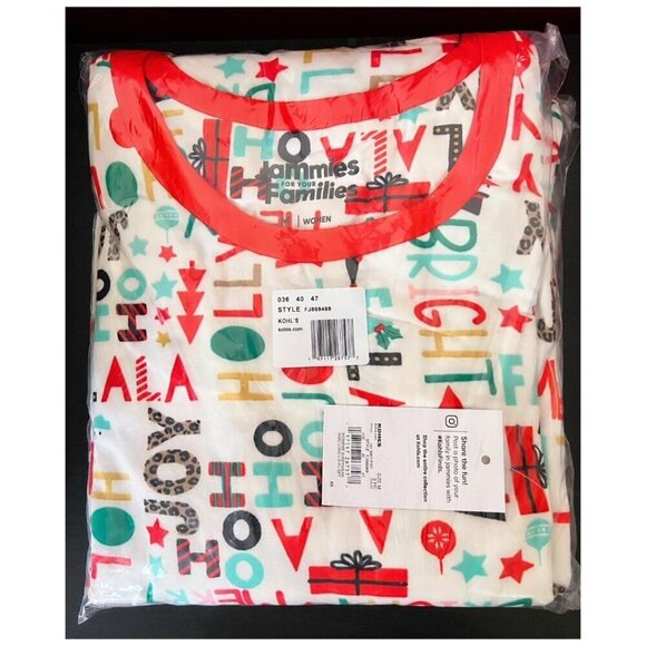 Women's Jammies Your Families Fa La La Pajama Top Jogger Pajama Sets Sz M New - Picture 4 of 7